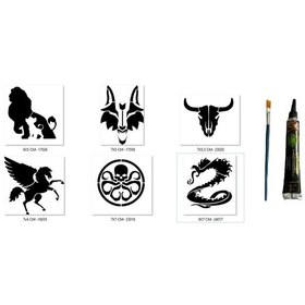 Resim Airbrush Tattoo Dragon Kurt Hint Kınasıyla Geçici Dövme Seti 