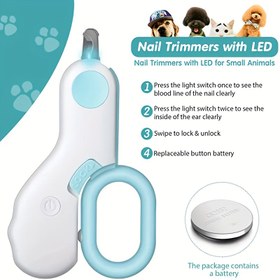 Resim 1 adet LED Işık Kedi ve Köpekler için Tırnak Makası, Mini Boyut, Kan Işığı ile Kesim, Konforlu Tutuş, Pille Çalışır (Şarj Edilemez), Plastik Malzeme, Düğme Pili ile, Kediler, Köpekler için 