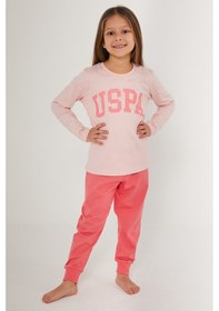 Resim U.s. Polo Assn Bright Pembe Kız Çocuk Uzun Kol Pijama Takım Pudra 