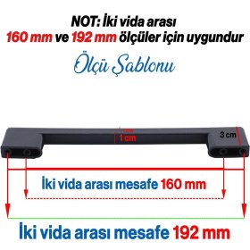Resim Nzb (Sert Plastik) Siyah Mobilya Mutfak Dolabı Çekmece Dolap Kulpu Kulbu Kulpları 10 Adet 192 mm 