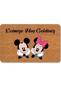 Resim Dijital Baskılı Kapı Önü Paspas Hoşgeldiniz Çok Amaçlı Iç Ve Dış Kapı Paspası Kahverengi 