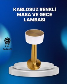 Resim Kablosuz Dokunmatik Masa Lambası Şık Modern Metal Gövde, Usb Şa Renkli 