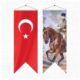 Resim Atatürk Posteri Ve Türk Bayrağı Kırlangıç 50x150 Cm -4 Tek Ebat 