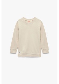 Resim Koton Erkek Bebek Pamuklu Şardonlu Uzun Kollu Bisiklet Yaka Sweatshirt Ekru 