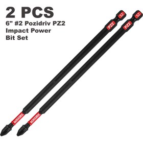 Resim 1set 6 İn. 150mm Pozidriv #2 PZ2 Darbe Dayanıklı Tornavida Uç Seti 