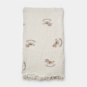 Resim Biorganic Little Horse Müslin Battaniye 90x90 Cm 64737 Ekru 