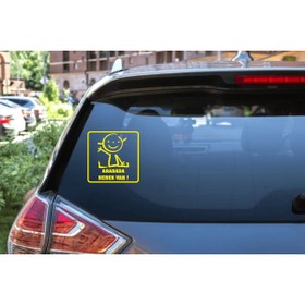 Resim Turuncu Sticker Arabada Bebek Var Cam Sticker 15x15 Cm 