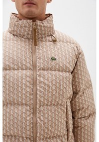 Resim Lacoste Relaxed Fit Down Fill Mens Jacket Gizlenebilir Kapüşonlu Rahat Kesim Suya Dayanıklı Erkek Kaz Tüyü Mont Sütlü Kahve Süt Kahvesi 