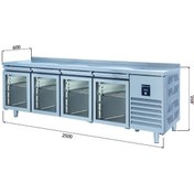 Resim Galleyz Tezgah Tip Buzdolabı - 4 Cam Kapılı - 250x60x85 Cm 