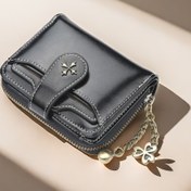 Resim Kadınlar İçin Vintage Cüzdan & Kartlık - Altın Tonlu Donanım Detaylı Şık Sentetik Çanta, Çıtçıtlı Kapanış, Zincir Askı ve Zincir Askı Bağlantısı, Günlük ve Resmi Kullanım İçin Kompakt - Kadınlar İçin Dayanıklı Sentetik Çanta, Bayan Cüzdanı, Seyahat Aksesuarı 