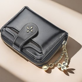 Resim Kadınlar İçin Vintage Cüzdan & Kartlık - Altın Tonlu Donanım Detaylı Şık Sentetik Çanta, Çıtçıtlı Kapanış, Zincir Askı ve Zincir Askı Bağlantısı, Günlük ve Resmi Kullanım İçin Kompakt - Kadınlar İçin Dayanıklı Sentetik Çanta, Bayan Cüzdanı, Seyahat Aksesuarı 