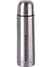 Resim İsime Kişiye Özel 500ml Çelik İnox Çift Katmanlı Termos 12 Saate Kadar Sıcak Soğuk Tutma Kamp Termos Gri 