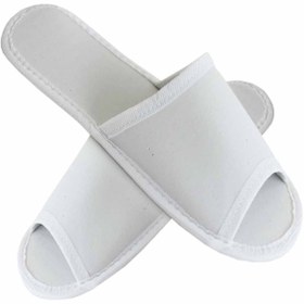 Resim PRİVATE 400 Çift Biyeli Spa Terliği Önü Açık Kaymaz Tabanlı Beyaz Otel Terliği Tek Kullanımlık Kullan At 