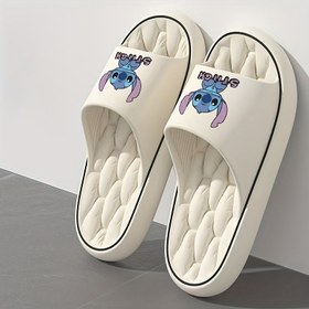 Resim Disney Stitch Kadınlar İçin Kayma Özellikli Terlikler - Yumuşak Tabanlı, Beyaz ve Mor Renklerde Stitch Desenli - Tüm Mevsimler İçin Disney Hayranları İçin Ev Ayakkabısı - Resmi Lisanslı Disney Ürünleri, Eğlenceli Tasarım, EVA Malzeme, Rahat Ev Ayakkabıları, Karakter Baskılı Sandaletler, Hafif ve Konforlu Kaydırmalı Sandaletler 
