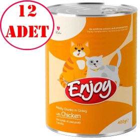 Resim Enjoy Tavuklu Kedi Konservesi Sos İçinde Et Parçacıklı 400 Gr 12 Ad 