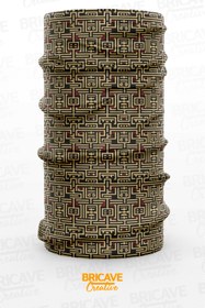 Resim Bricave Altın Geometrik Desenli Motosiklet Bandana Boyunluk Maske 