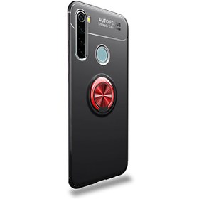 Resim Xiaomi Redmi Note 8 Ravel Yüzüklü Mıknatıslı Silikon Bordo Kılıf + Nano Cam Ekran Koruyucu 