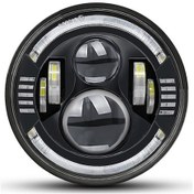 Resim 7 İnç Dairesel Led Far, H4 Bağlantı, Beyaz Uzun/yakın Işık, Amber Sinyal, Mavi Gündüz Işığı, 1 Adet, Jeep Ve Diğer Araçlar İçin 