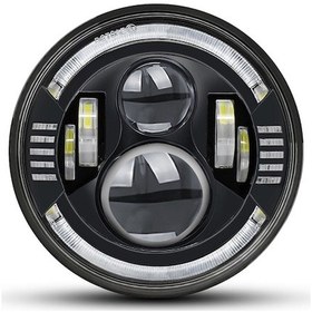 Resim 7 İnç Dairesel Led Far, H4 Bağlantı, Beyaz Uzun/yakın Işık, Amber Sinyal, Mavi Gündüz Işığı, 1 Adet, Jeep Ve Diğer Araçlar İçin 