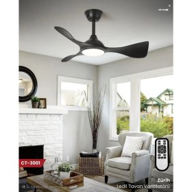 Resim Cata Aybekon CT-3001 Zürih Cenevre 40W Ledli Tavan Vantilatörü Kumandalı 3 Renk Işık 
