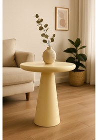 Resim Dekoratif Doğal Ahşap Krem Renk Yan Sehpa Mantar Sehpa - Zigon Bej 