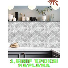 Resim 30 30cm Arabesk Çini Epoksi 1 Adet 3d Yapışkanlı Duvar Kaplama Paneli Mutfak Banyo Salon Ofis Döşeme 