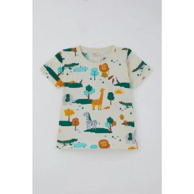 Resim Breeze Erkek Çocuk Şortlu Pijama Takımı Safari Temalı Sevmli Hayvancıklar Desenli 1.5-5 Yaş, Sarı 