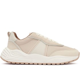 Resim Derimod ACBC x DERİMOD Kadın Bej Kalın Tabanlı Bağcıklı Kumaş Sneaker 25SFD43566F 