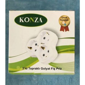 Resim Konza 3'lü Topraklı Papatya Golyat Üçlü Priz Çoğaltıcı 