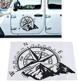 Resim Aramox Pusula dağ çıkartması, evrensel araba pusulası desenli çıkartma 48 x 34 cm dağ çıkartması, arka cam kaput kapı kaporta için dekorasyon 