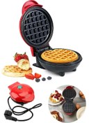 Resim Waffle Makinesi Elektrikli Portatif Kırmızı Mini Waffle Aleti Kare Döküm Yanmaz Yapışmaz Pratik fatmazel