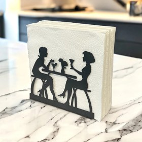 Resim Decorelax Sohbet Temalı Siyah Metal Peçetelik 