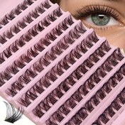 Resim 120 Küme Balık Kuyruğu Yoğun Kabarık Çapraz İnce 10 Satır Karışık Boyut Kombinasyonu DIY Sahte Kirpikler Kıvırcık Su Geçirmez Göz Köşesi Çekme Uzun Kirpikler 9-16mm Uzunluk Banket Makyaj Sahte Kirpikler 