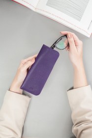 Resim Leather Paper Mor Deri Gözlük Kılıfı 