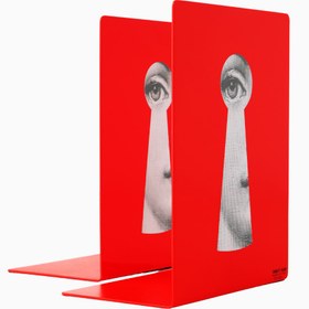 Resim Serratura El Boyaması İtalyan Tasarımı,Metal Kitap Tutucu Seti - Kırmızı / 15 x 20 cm 