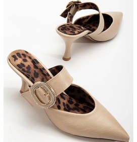 Resim Yote Bej Cilt Topuklu Terlik Göründüğü Gibi 