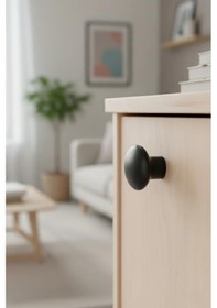 Resim Mat Siyah Plastik Mantar Düğme Mobilya Kulpu - Tek Vidalı - Dolap Ve Çekmece Kulpu Mat Siyah 