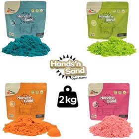 Resim Playever Hands'n Sand Doğal Kinetik Kum 2kg - 4 Renk Çok Renkli 
