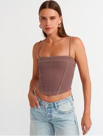 Resim Dilvin Crop Top 101a20794 Kahve 