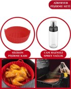 Resim Onikiden Silicolife Airfryer Silikon Pişirme Kabı ve Sprey Cam Yağlık 245cc - Tüm Hava Fritözleriyle Uyumlu 