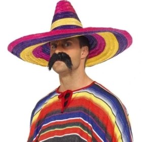 Resim Sombrero Meksika Şapkası Renkli Örme Hasır Yetişkin Boy 