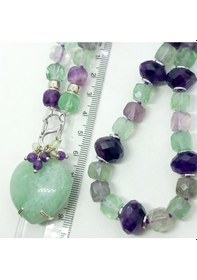 Resim 1888 Amazonit Florit Ametist El Yapımı Kolye Çok REnkli 