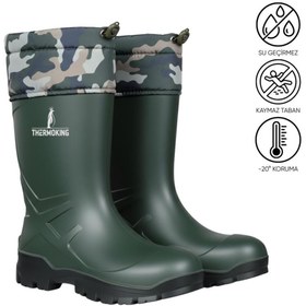 Resim thermoking PU Kısa Konçlu Haki Çizme 
