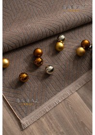 Resim Bohem Saçaklı Kaymaz Dokuma Kilim Salon Halısı Mutfak Halısı Balkon Özel Ölçü Yolluk Krem Vizon 