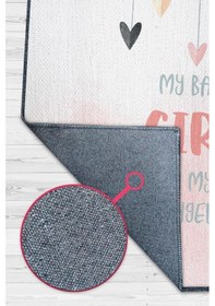 Resim Homshtag Melek Kızım Pembe Renk Çocuk Odası Halısı Bebek Temalı Halı Çok Renkli 