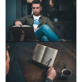 Resim Ahşap Tablet Telefon Tutucu Ayarlanabilir Kitap Okuma Sehpası Standı Rahle 