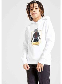 Resim Pubg Man Baskılı Unisex Çocuk Kapüşonlu Beyaz Sweatshirt 