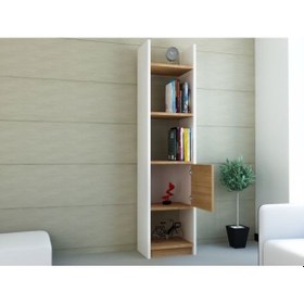 Resim Bmdekor Kitaplık Elips 103 Tekli Beyaz Teak 