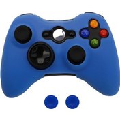 Resim Açık Mavi-silikon Koruyucu Kılıf Xbox 360 Gamepad İçin Xbox 360 Denetleyicisi + 2 Başparmak Sapları Kapakları İçin Kauçuk Kabuk Cilt 