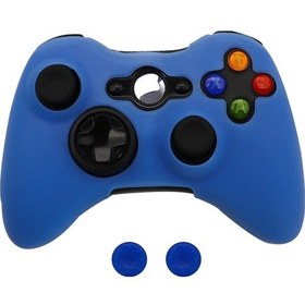 Resim Açık Mavi-silikon Koruyucu Kılıf Xbox 360 Gamepad İçin Xbox 360 Denetleyicisi + 2 Başparmak Sapları Kapakları İçin Kauçuk Kabuk Cilt 